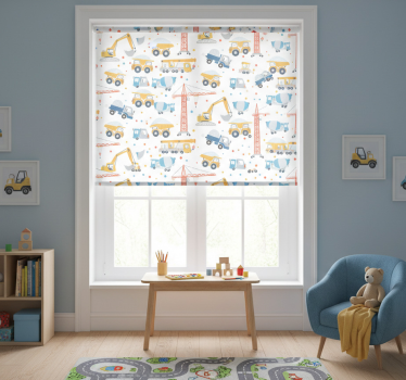 Rullegardin barn med bygge-motiver - Tenstickers