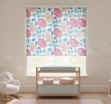 Rullegardin barn med delikate rosa og blå blomster - Tenstickers