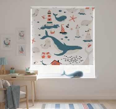 Rullegardin barn med havhvaler tema - Tenstickers