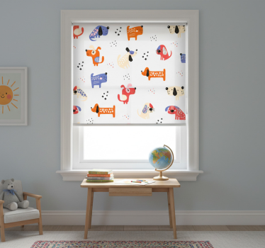 Rullegardin barn med illustrerte hunder - Tenstickers