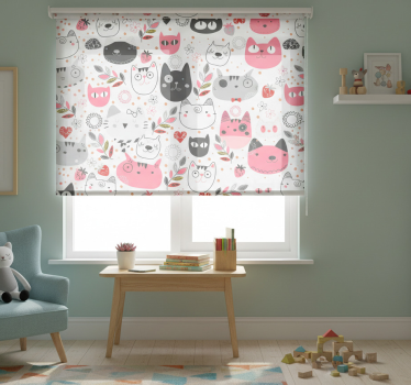 Rullegardin barn med illustrerte katter - Tenstickers