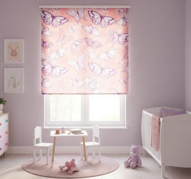 Rullegardin barn med lilla og rosa sommerfugl mønster - Tenstickers
