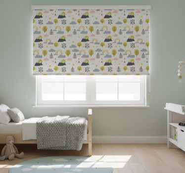 Rullegardin barn minimalistiske trær og regnbuer - Tenstickers