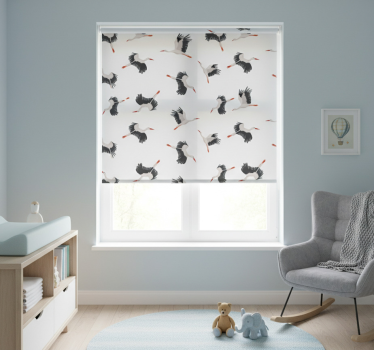 Rullegardin barn med mønster av flygende storker - Tenstickers