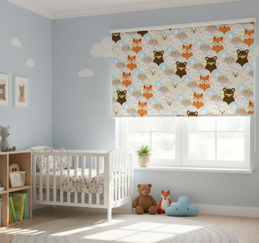 Rullegardin barn med patchwork bjørn og rev design - Tenstickers
