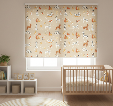 Rullegardin barn med vakre søte hunder på beige - Tenstickers