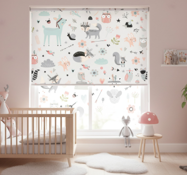 Rullegardin barn nordisk stil rosa skog - Tenstickers