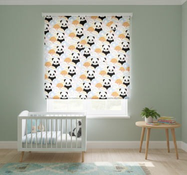 Rullegardin barn panda design i lappeteknikk - Tenstickers