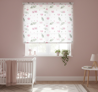 Rullegardin barn rosa minimalistiske blomster - Tenstickers