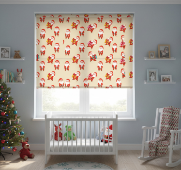 Rullegardin barn smilende nisse og julegaver - Tenstickers
