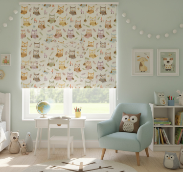Rullegardin barn søte designugler med yrker - Tenstickers