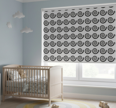 Rullegardin barn svart-hvitt hypnotisk retro spiral - Tenstickers
