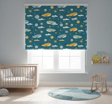 Rullegardin barn trendy hvalmønster - Tenstickers