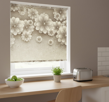 Rullegardin kjøkken 3d blomster effekt grå farge - Tenstickers