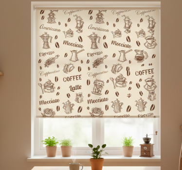 Rullegardin kjøkken 3d kaffemønster med navn - Tenstickers