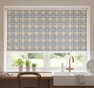 Rullegardin kjøkken beige og svart portugisisk flis - Tenstickers