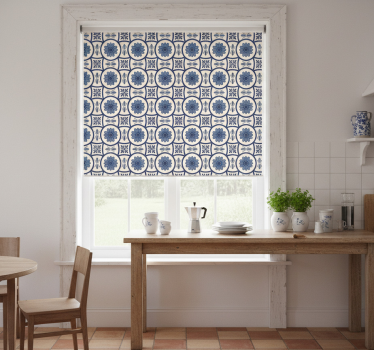 Rullegardin kjøkken blå blomst portugisisk flis - Tenstickers