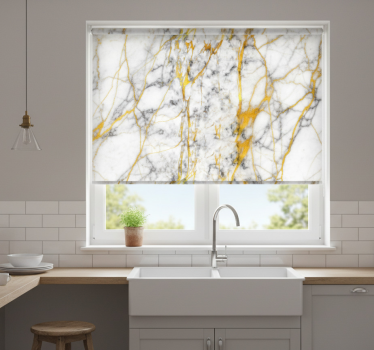 Rullegardin kjøkken elegant grå og gull marmor - Tenstickers