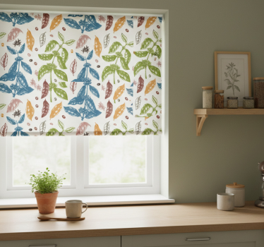 Rullegardin kjøkken fargerikt mønster med kaffeblomst - Tenstickers