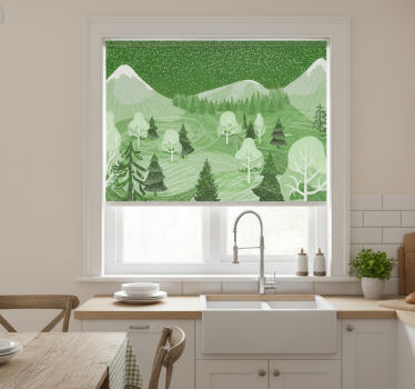 Rullegardin kjøkken grønn vintage skog - Tenstickers