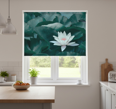 Rullegardin kjøkken hvit lotusblomst - Tenstickers