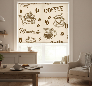 Rullegardin kjøkken kaffetyper design - Tenstickers