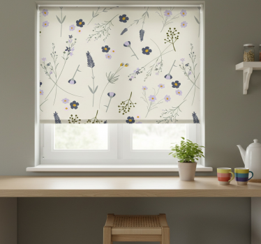 Rullegardin kjøkken lilla villblomst mønster - Tenstickers