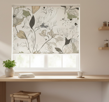 Rullegardin kjøkken med blomsterdesign - Tenstickers