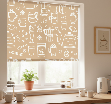 Rullegardin kjøkken med mønster av kopper og glass - Tenstickers