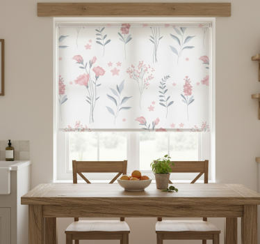 Rullegardin kjøkken med rosa blomster - Tenstickers