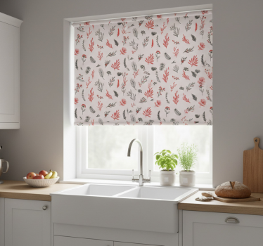 Rullegardin kjøkken med rosa botaniske motiver - Tenstickers