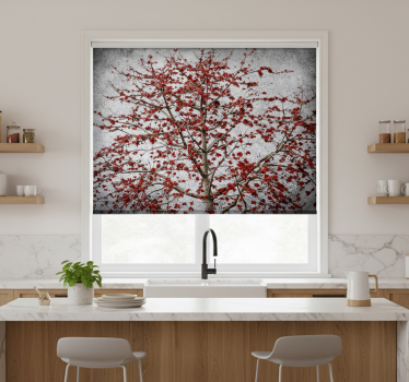 Rullegardin kjøkken minimalistisk tre med røde blomster - Tenstickers