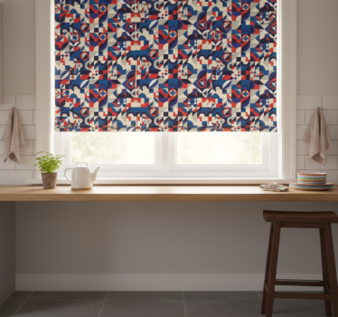 Rullegardin kjøkken rød og blå mosaikkmønster - Tenstickers