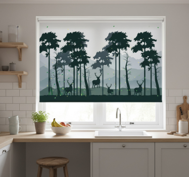 Rullegardin kjøkken silhouette skog scandi - Tenstickers