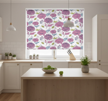 Rullegardin kjøkken store flerfargede blomster - Tenstickers