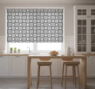 Rullegardin kjøkken svart hydraulisk flisdesign - Tenstickers