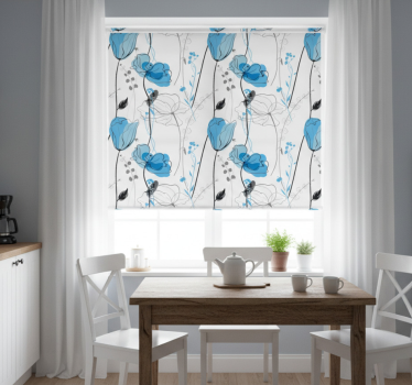 Rullegardin kjøkken tusenfryd blomster skandinavisk stil - Tenstickers