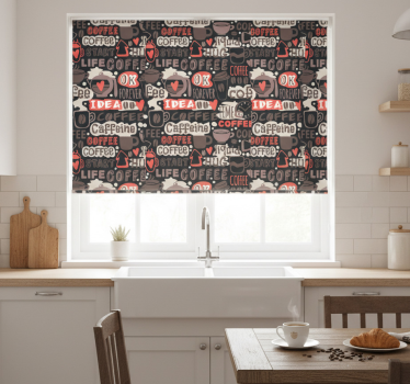 Rullegardin kjøkken typografisk kaffemønster - Tenstickers