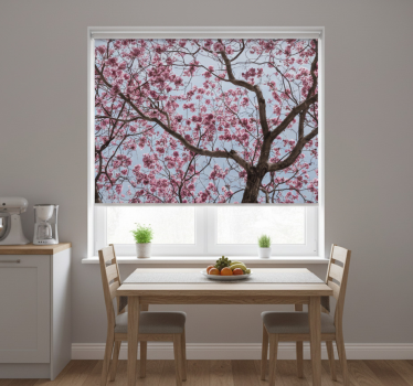 Rullegardin kjøkken vakre rosa kirsebærblomster - Tenstickers