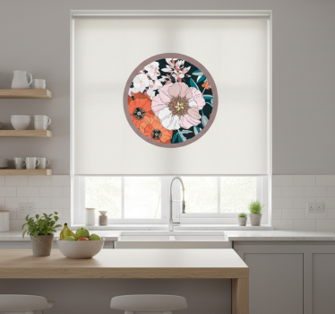 Rullegardin kjøkken valp blomster i sirkel - Tenstickers