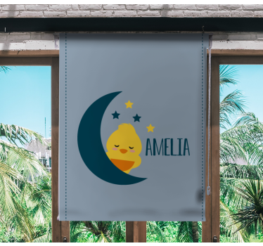 Månejente med navn rullegardin barn - Tenstickers