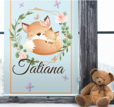 Revefamilie med navn rullegardin barn - Tenstickers