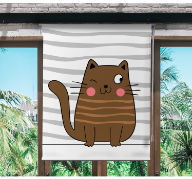 Søt stripete brun katt barn rullegardin - Tenstickers