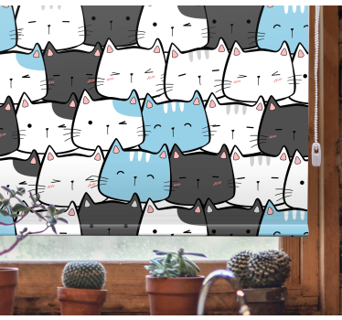 Søte katter tegneserier barn rullegardin - Tenstickers