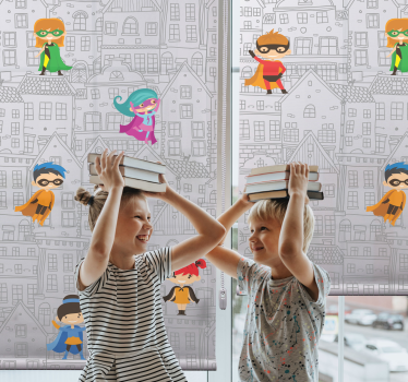 Superhelter i byen superhelt rullegardin - Tenstickers