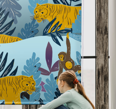Tigre og aper rullegardin barn - Tenstickers