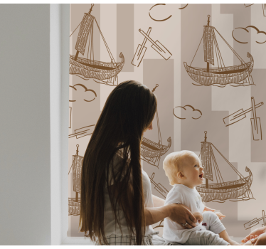 Trukket skip tegning rullegardin - Tenstickers