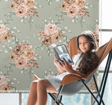 Vakkert beige arrangement rullegardin blomster - Tenstickers