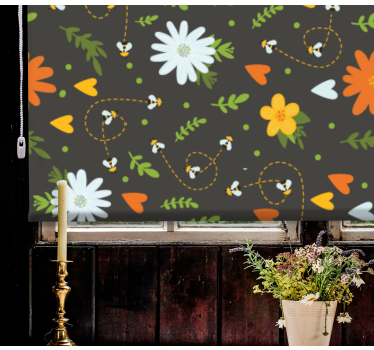 Vårens fargerike mønster blomster rullegardin - Tenstickers