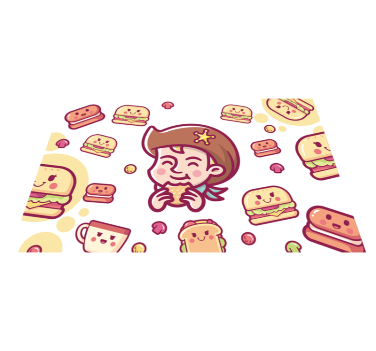 Spisebrikke spedbarn glad liten som nyter burgere - Tenstickers